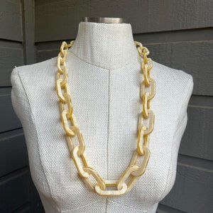 J Crew Chunky Ivory Tortoise Locking Chain Link Necklace